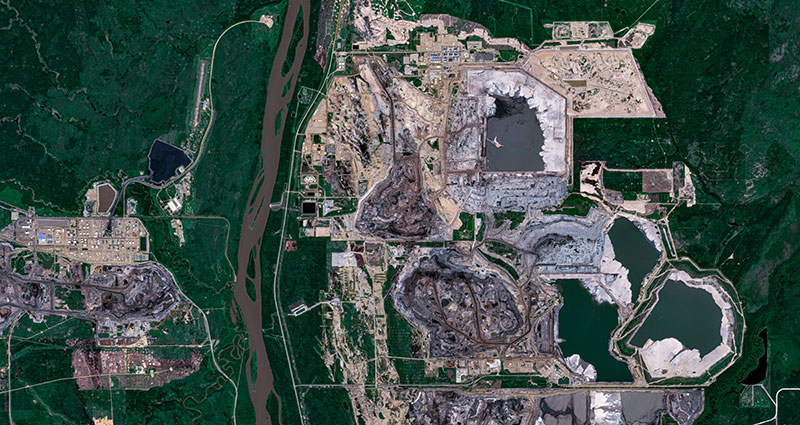 Canadian oil sand production facility from space